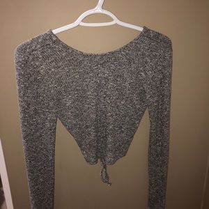 Grey sweater with criss cross back Size S